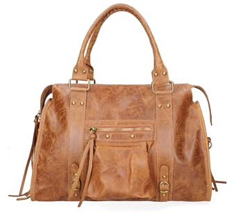 Gave Lux Damen-Umhängetasche aus echtem Wildleder. Handwerkliches Produkt. Hergestellt in Italien GLX220609023FBG Cognac 41x28x13 cm