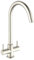 Corso Evolution Brushed Nickel Twin Lever Kitchen Mixer Tap | Twin Lever | Brushed Nickel Finish | Swan Neck Swivel Spout