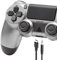 Effdrdfs Manette pour PS4, Manette Sans Fil avec Controller Lumière LED, Batterie Rechargeable 1000mAh, Prise Audio 3,5 mm, 6 Axes et Dual Vibration, Compatible avec/Slim/Pro et PC(grise)