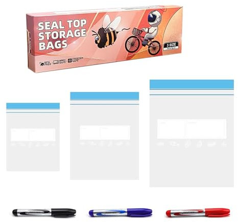 Pack of 70 Reusable Freezer Bags with Zip, Fresh Storage Bags for Fruit, Vegetables, Meat & Food, PHMING Freezer Bags in 3 Different Sizes, Ideal for Kitchen, Storage & Freezer