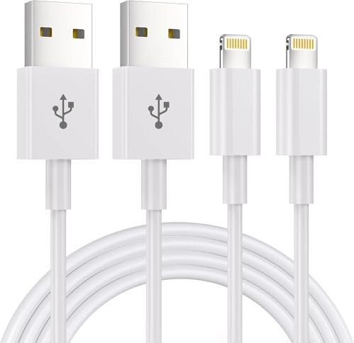 2 PACK iPhone Charger Cable 1M [Apple MFi Certified] USB Cable Lead 3 Foot, 2.4A Fast Charging Cable for iPhone 14 13 12 11 Pro Max XS XR X 8 7 6 Plus 5, iPad and iPod. 2 PACK
