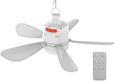 Zuasdvnk Ventilateur de la canopée, ventilateur de plafond de tente pour le camping, Ventilateur extérieur excitable avec contrôle léger et télécommande, Vitesse réglable, dispositif de