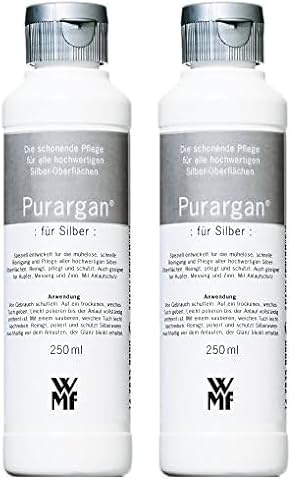 WMF Purargan Pflegemittel 250ml, Reinigungsmittel für hochwertigen Silber-Oberflächen, Silberbesteck (Packung mit 2)
