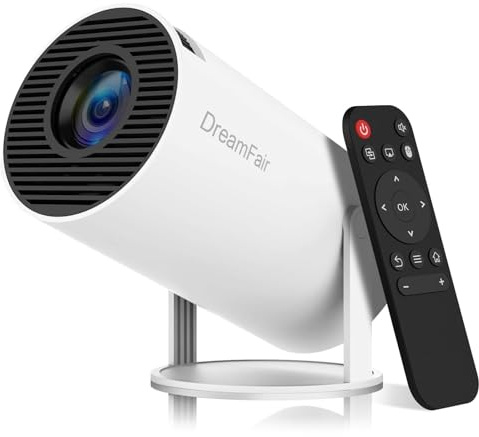 Mini projecteur, prend en charge le projecteur portable 4K 1080p avec double bande WIFI6 5G sans fil 5.2 Bluetooth Android 11, 200 ANSI lumens, rotation à 180°, correction automatique du trapèze