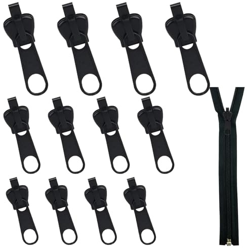 DEFGNOP Cursore Cerniera Universale Ripara Cerniere Lampo Zip Tira Zip Rimovibile Cursore Cerniera Ricambio adatto per Giacche, Zaini, Valigie e fai da te 12 Pcs