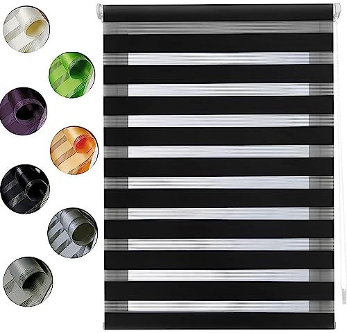 Estor enrollable de 100 x 160 cm con filtro de luz diurna para protección solar y privacidad, con accesorios de montaje para puertas y ventanas, color negro