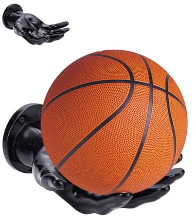 UNICRAFTALE Handformen Schwarze Basketballhalter Wandhalterung Kunstdekor Ständer Handskulptur Ballhalter Basketball Aufbewahrungsregal Organizer Vitrine Geschenke Für Männer Und Gamer 22x17x8.5cm