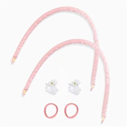 Heatless Curling Rod Headband Soft Hair Curlers No Heat Hair Rollers Lazy Curls Sleeping Overnight Flexi Rods Hair Styling Tools(Pink- 2 Sets)