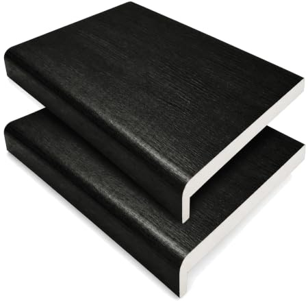 175mm x 1.75m Black Ash uPVC Fascia & Window Sill Cover + End Caps – 2 Pack