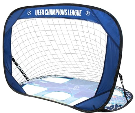 UEFA Champions League 2 in 1 Pop Up Target Goal - Portable Goal,Training Equipment, Carry Bag, Kids, Adults, UCL Merchandise, Blue