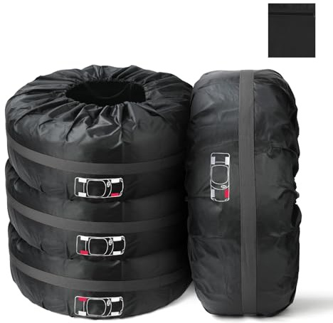 Adiwo Lot de 4 Housses de Pneus, 13-18 Sacs à Pneus de Voiture, Imperméable Anti-poussière Housses de Protection de Roue de Voiture avec Poignéeet Sac de Rangement pour Voiture et SUV (S, Ø66cm)