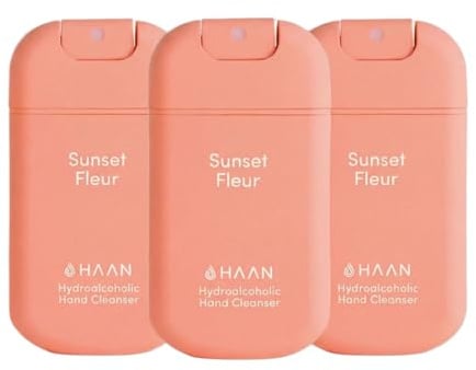 HAAN Feuchtigkeitsspendendes Handspray mit Aloe Vera (3 Stück) – 3 Stück pro Duft: Sunset Fleur