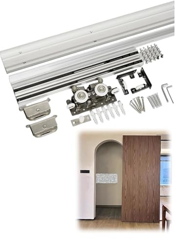Kit de herrajes para puerta corredera: riel invisible y amortiguador silencioso para puertas de madera/aluminio, fácil instalación y diseño duradero