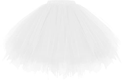 Gardenwed tütü weiß Petticoat Tutu kurz Damenrock Tüllrock weiß Karneval Kostüm Rockabilly Kleider 50s Retro Tutu weiß Damen Röcke Ballet Tanzkleid White L