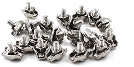 Acero inoxidable dúplex de 2 postes Wire Rope Clip Cable Clamp, M5, 20 piezas