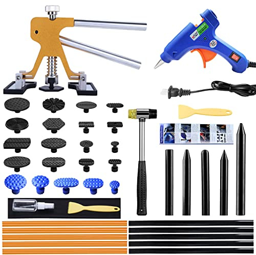 Gliston Auto Dent Puller Kit - Adjustable Golden Dent Remover Tools Paintless Dent Repair Kit Dent Lifter Puller for Car Large & Small Ding Hail Dent Removal