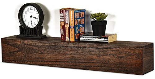 WELLAND 6 High Dylan Rustic Floating Shelf Reclaimed Wood Wall Shelf Fireplace Mantel Shelf Wall Mounted,Walnut Color (36x6Dx6 H)