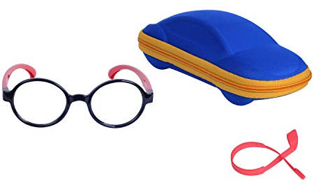 JoXiGo Bambini Occhiali Computer Anti Luce Blu Antiriflesso Anti UV Flessibili Gomma TR90 Montatura + Cinturino per Occhiali + Custodia