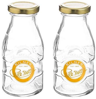 Kilner Twist Top Milk Bottle 1/3 Pint 189ml Clear (Pack of 2)