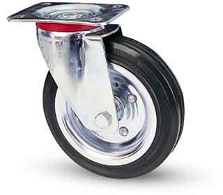 Ruote piroettanti industriali rotelle Piene Girevoli con Piastra per Carrelli Banchi da Lavoro Mobili (Ruota Senza Freno, 200 mm)