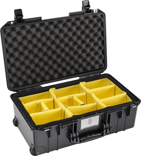 PELI 1535 Air Leichter Schützender Trolley für Kamera- und Fotografieequipment, Wasser- und Staubdicht, 27L Volumen, mit gepolstertem Einteilungs-System, Farbe: Schwarz