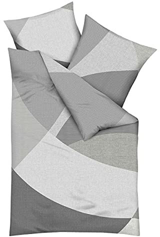 Traumschlaf Biber Bettwäsche Vista Zinn, 1 Bettbezug 155 x 220 cm + 1 Kissenbezug 80 x 80 cm