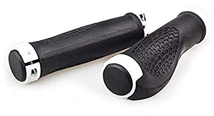 MTB Bicycle Handlebar Cover Grip Trek Bike Lock Bar End Cap Aluminium Alloy Lock Soft Rubber Anti-slip Cycling Handle Grip Parts (Color : White)