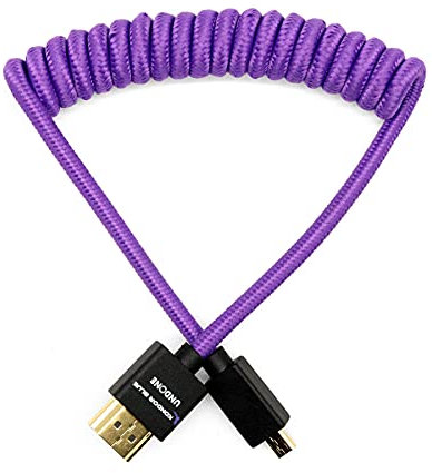 KONDOR BLUE | Micro HDMI to HDMI Cable 12-24 Braided Coiled | 4K 60Hz, 18Gbps, HDR, 3D Video & Nylon Braided with Reinforced connectors (Purple, 12-24 inches)