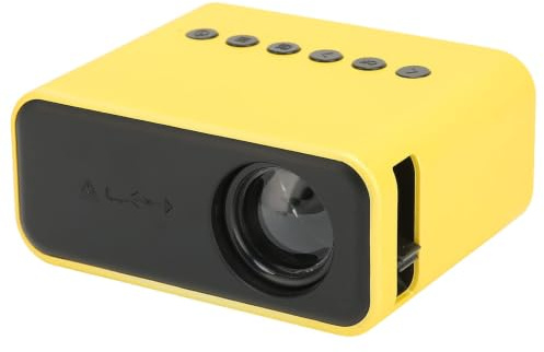 Dpofirs Tragbarer -Projektor 1080P für Kinder Zum Ansehen von Filmen, Spielen, Live-Sport und Camping Im Freien (Projektionsgröße Bis zu 60 Zoll)(EU-Gelb)