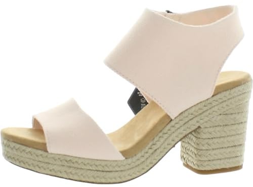 TOMS Women's Majorca Platform Basket Weave Sandal, Dusty Peach, 9 UK