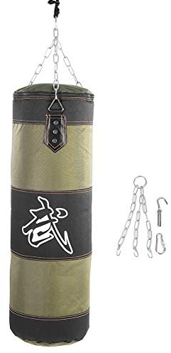 BORDSTRACT Leichter Boxsack 80 cm zum Aufhängen – Ideal für Anfänger & Kinder, Ungefüllt, mit Ketten und Sicherheits-Haken, für Zuhause (Grün)