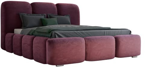GRAINGOLD Bubble Polsterbett im modernen Stil, verstärkter Holzrahmen, großes bequemes Kopfteil, komfortabel, große Auswahl an Stoffen - 180x200 cm