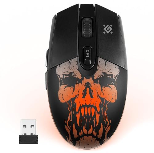 Defender Beta GM-707L Kabellose Gaming Maus 2 Seitentasten 1600 DPI - USB-Maus mit 5 Programmierbare Tasten, Leise Klicks, 5 LED-Modi RGB-Beleuchtung, Optischer Sensor, für PC/Mac/Laptop