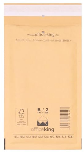 officeking 25 Luftpolstertaschen haftklebend | 140 x 225 mm - B2 Braun | Luftpolster Versandtaschen Polsterumschlag Versandumschlag