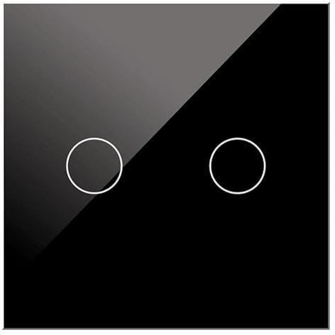WESA - Doble conmutado Táctil de cristal Negro empotrable, Caja de cristal con pantalla táctil, con material de montaje y con indicador LED, FCM-05-B