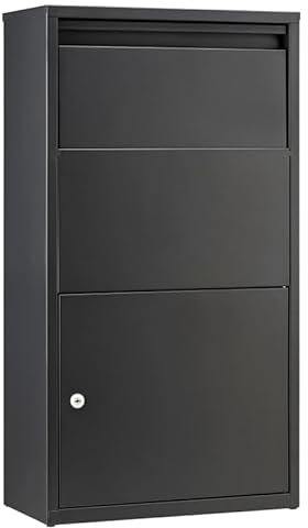 Haussmann Paketbriefkasten Box 391 Grey, Großer Briefkasten, Box für Paket, Briefkästen, Postbox, Kontaktlose Zustellung für Pakete, Zylinderschloss inkl. 4 Schlüssel, Anti Diebstahl Klappe…