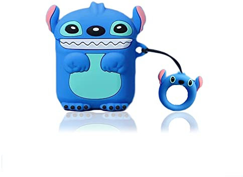 Viwind Silikon Anime Hülle Kompatibel mit AirPods Pro 1st&2nd,Funny Cute 3D Cartoon Weiches für Airpods 1 2 Generation Schutzhülle und Haut Case Cover,Kabelloses Laden&Stoßfeste-Stand Stitch
