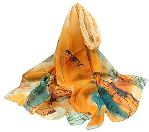 Dünner, leichter und weicher Damen Halstuch Seidentuch Seidenschal weiche elegante Chiffon-Stola Frühling Sommer Loop weicher Schlauchschal für Frühjahr Bunt Stola Halstuch Tuch Seidenschal