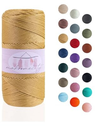 Makromecity Makramee Garn 2mm x 115m Premium Polyester Macrame Cord Polypropylene Yarn für Handwerk Wohndekorationen Platzteller Umhängetasche Handtasche Runner Schnullerkette 20 Farbe