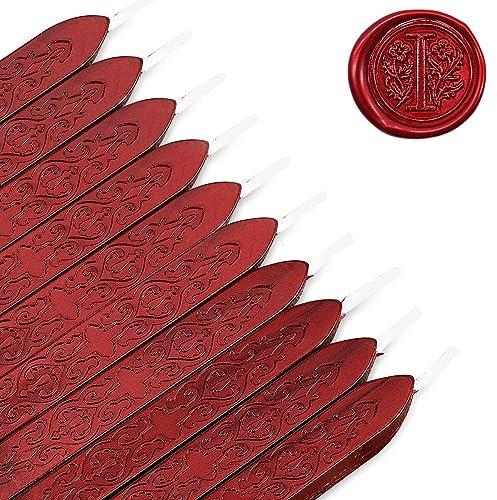 MeYuxg 10 Stück Siegelwachs Rot mit Dochten, Vintage DichtungsWachs, Wachssiegel Stock, Siegelwachs, Siegellack Rot für Briefsiegel & Wachssiegel Stempel (Flammenrot)