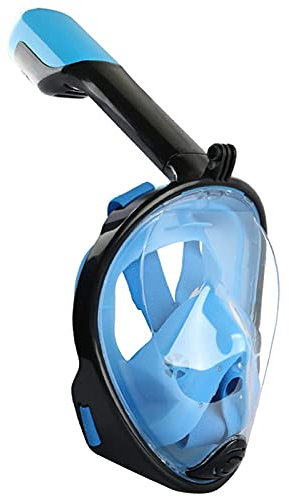 Schnorchel-Set, Vollgesichts-Scuba-Schnorchel-Gesichtsmaske, Unterwasser-Atemschutzbrille, Schnorchel-Set, Atemschutzmasken, sicher und wasserdicht (blau, S/M) Feito NA China
