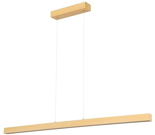 alfalux Lampe LED Hängelampe aus Holz Wohnzimmer Esszimmerlampe Hängeleuchte Pendelleuchte Esstischlampe Küchenlampe Höhenverstellbar DIMLED115KB-3K-ESCHE 115 cm Warmweißes Licht Esche Dimmbare