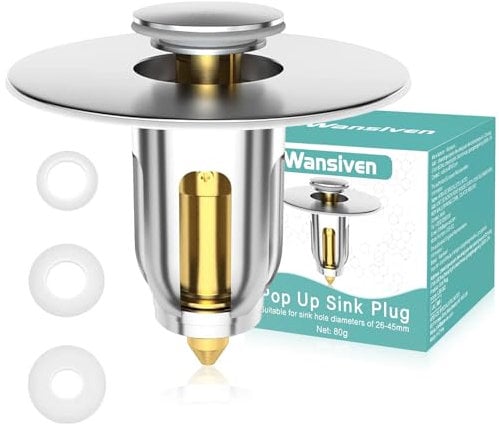 Wansiven Sink Plug, Universal Pop up with Drain Strainer, Stopper Replacement for Bathroom and Kitchen for 26-45 mm Drain Holes