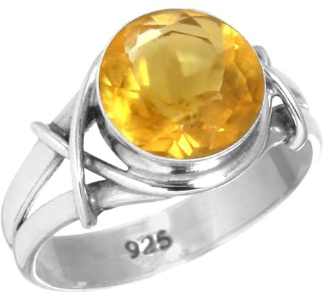 925 Sterling Silber Ring Citrin Quarz Handgemacht Schmuck Größe 70 (22.3) (99085_CIT_R132)