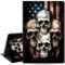 Case for iPad 10.2 Inch 2021/2020 iPad 9th/8th Generation & 2019 iPad 7th Generation, Multiple Angle, PU Leather Slim Folio Stand Stand Cover with Auto Wake/Sleep, American Flag Skulls
