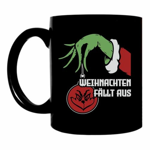Kaffeetasse schwarz Tasse Weihnachten fällt aus Geschenk Sprüche