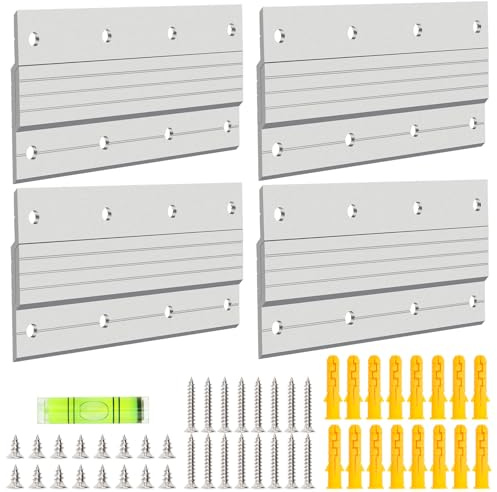 Luxiv Lot de 4 paires de crochets de fixation en métal pour cadres photo en aluminium Z Support mural pour miroir Barre Z avec vis, outil de niveau (15,2 cm)