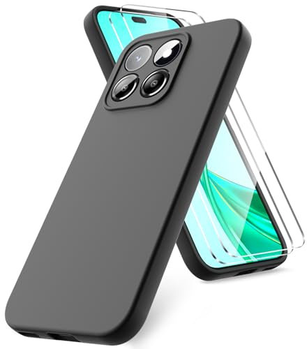 Vansdon Cover Compatibile con HONOR X8b, 2 Pellicola Protettiva in Vetro Temperato, Gomma Gel di Silicone Liquida Antiurto Custodia - Nero