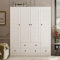 DEZAGCE Kleiderschrank mit 5 Schubladen, Garderobenschrank mit Ablagefächern, Garderobe Schrank mit Kleiderstangen, Schlafzimmerschrank, Kleiderschränke mit 4 Türen,150 x 48 x 180 cm, MDF, Weiß