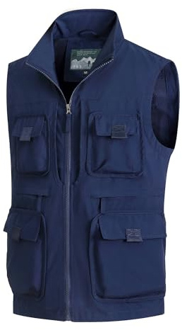 MeiLayM Gilet de Plein Air pour Hommes - Veste sans Manches Respirante à Séchage Rapide Multi-Poches pour Pêche, Chasse, Camping, Voyage, Sport, Photographie